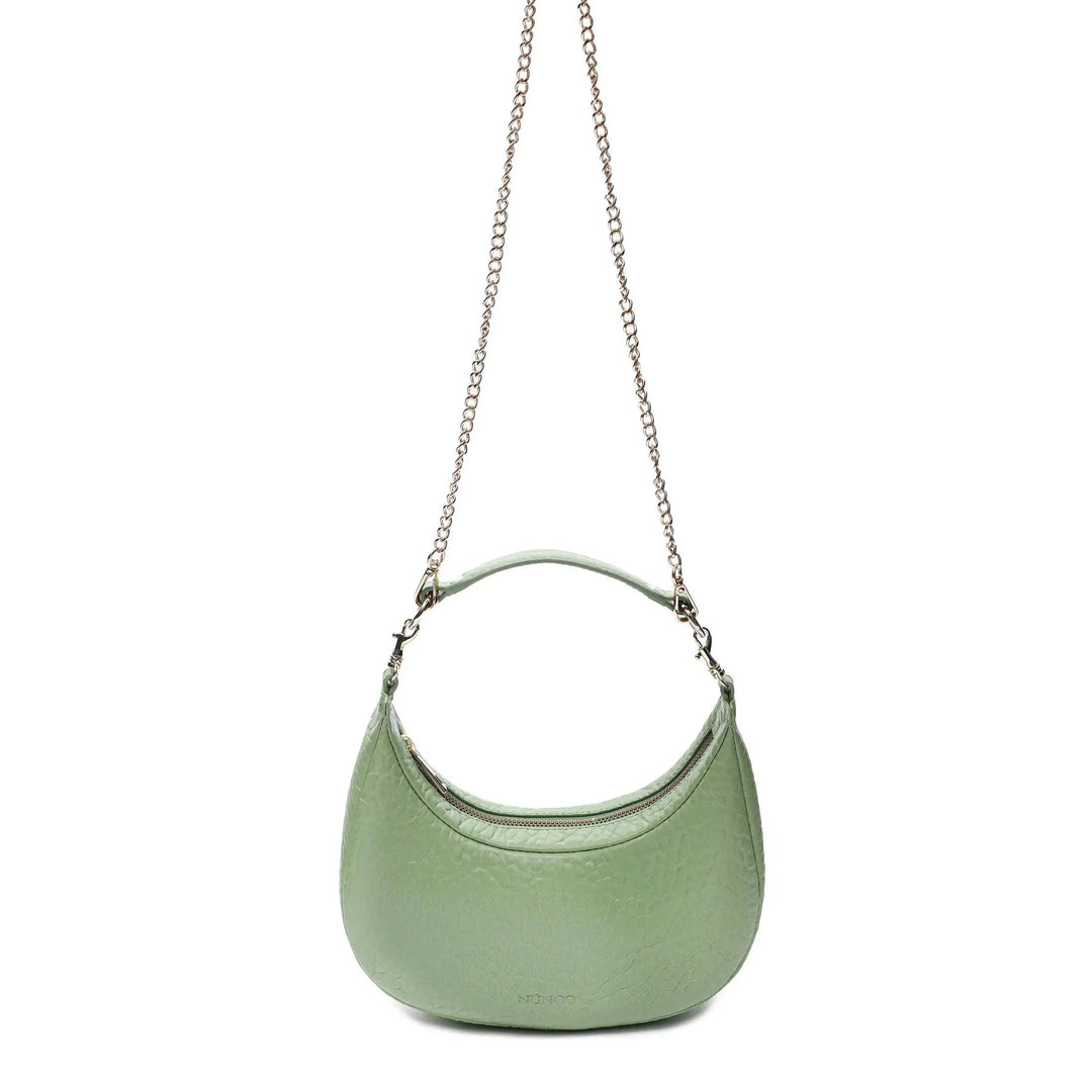Voorkant Nunoo Annabel leren schoudertas mint #kleur_mint