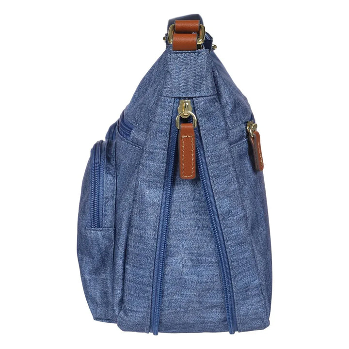 Zijkant van de Bric's 45055 X-collection schoudertas shopper jeans #kleur_jeans