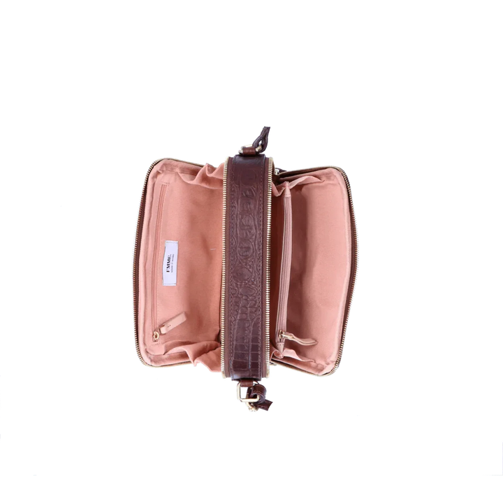 Binnenkant Fmme croco print crosbody tas bruin #kleur_bruin