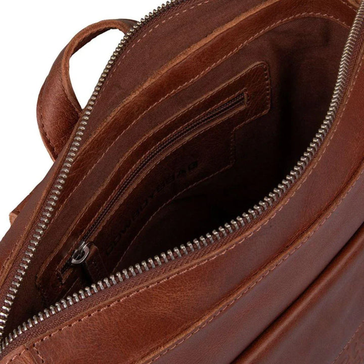 Binnenkant Cowboysbag Copper leren rugzak cognac #kleur_cognac