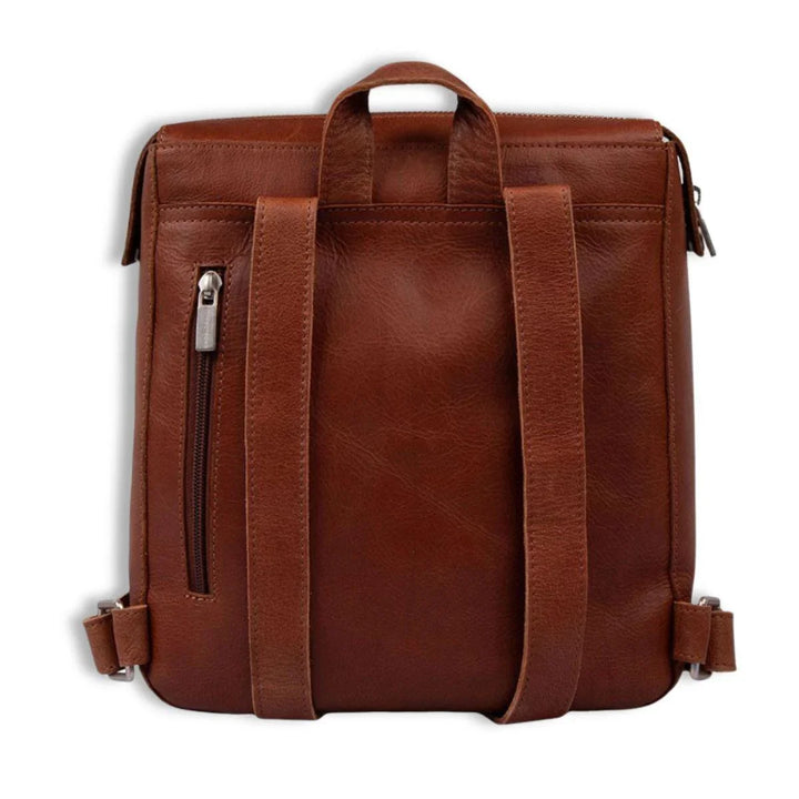 Achterkant Cowboysbag Copper leren rugzak cognac #kleur_cognac