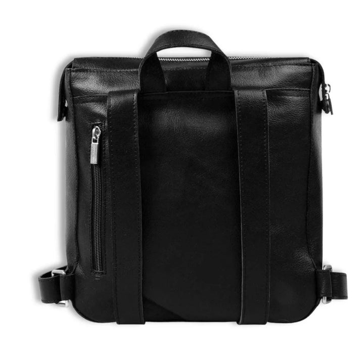 Achterkant Cowboysbag Copper leren rugzak zwart #kleur_zwart