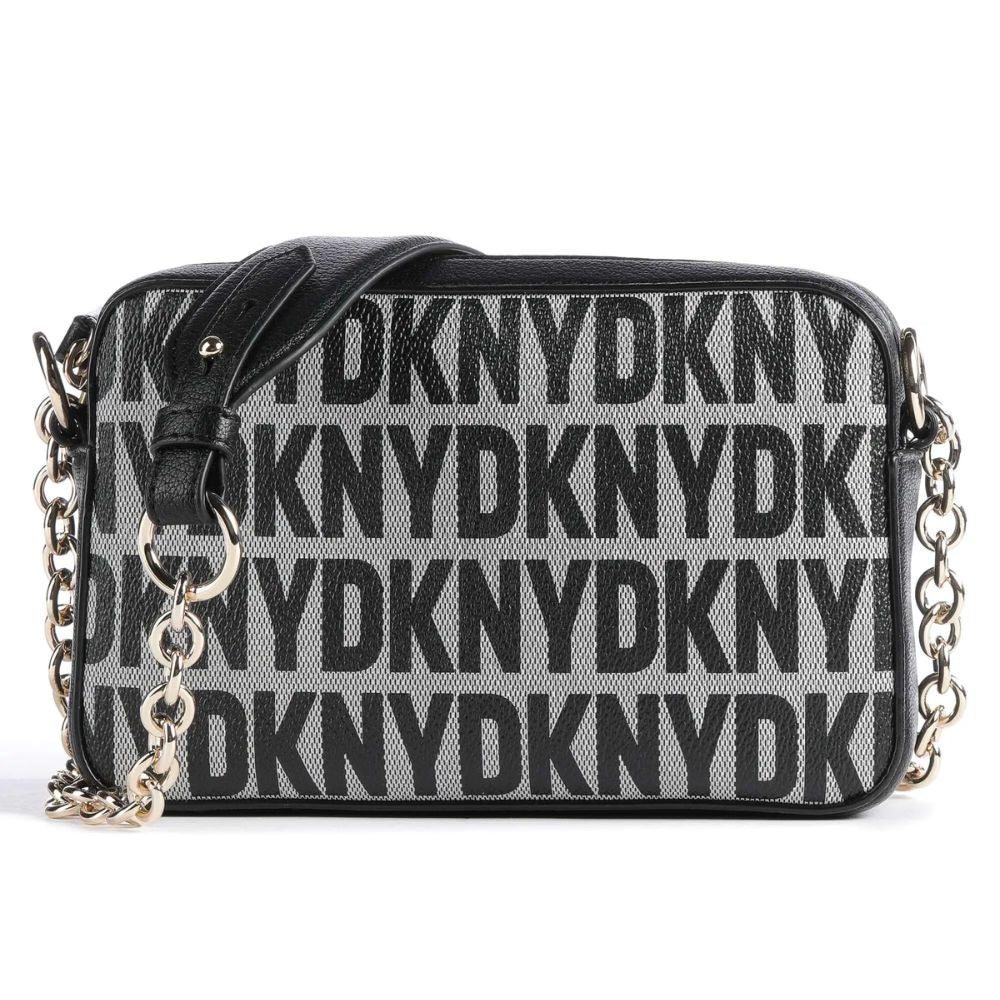 Voorkant DKNY Milano leren schoudertas black #kleur_black