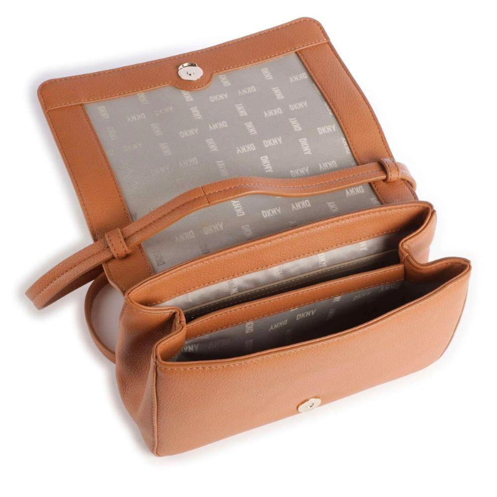 Binnenkant DKNY Seventh leren schoudertas camel #kleur_camel