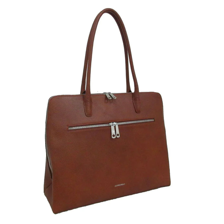 Voorzijde Gigi Fratelli ROM0155 leren werktas cognac #kleur_cognac