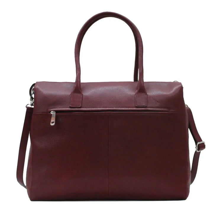Achterkant van de Gigi Fratelli ROM0038 leren dames werktas bordeaux #kleur_bordeaux