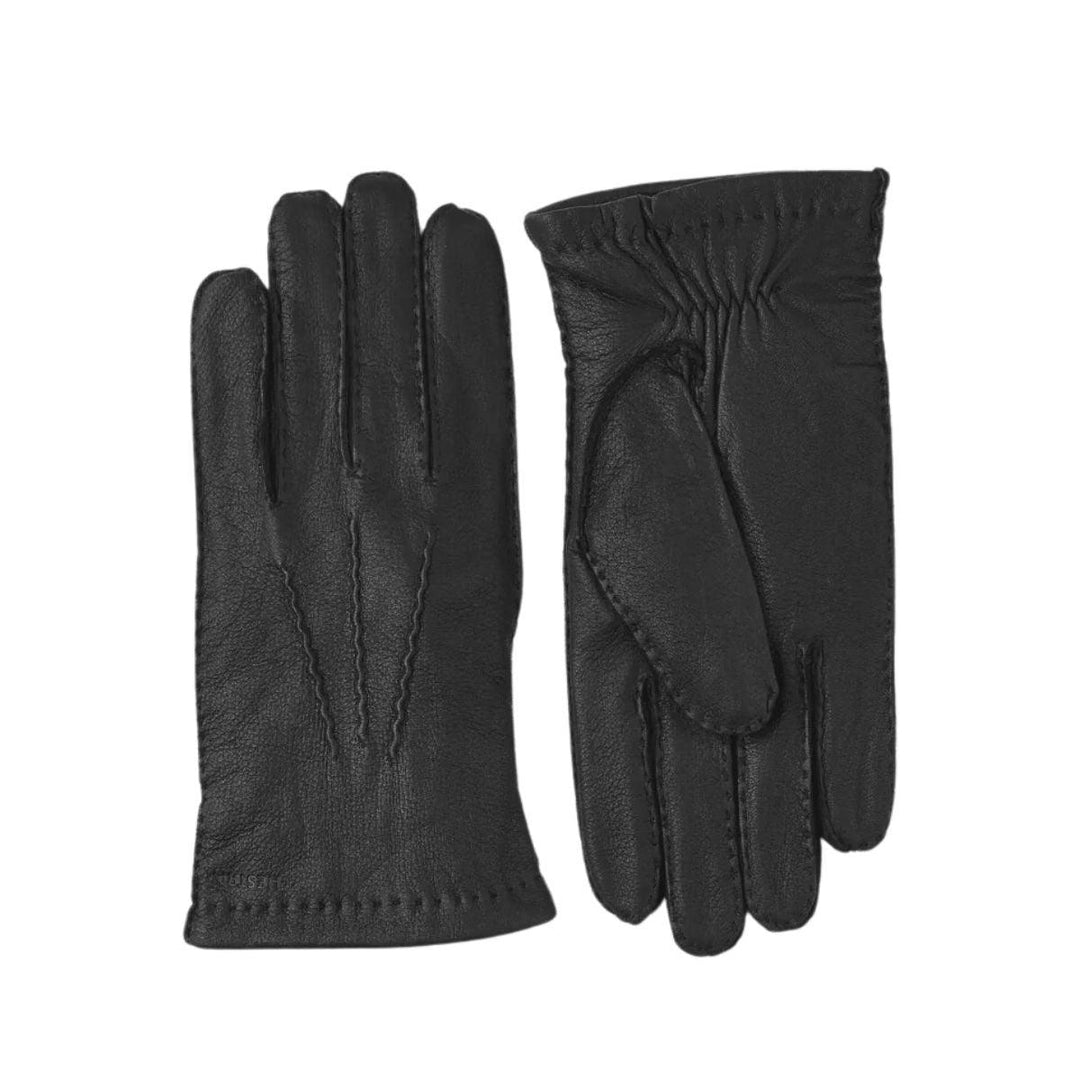 Voorkant Hestra Matthew leren handschoenen black  #kleur_black