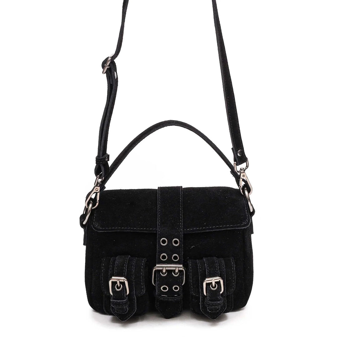 Voorkant Nunoo Honey buckle suede black #kleur_black