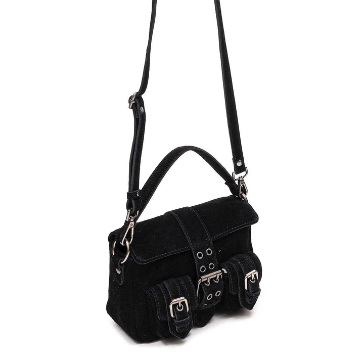Voorzijde Honey buckle suede black #kleur_black