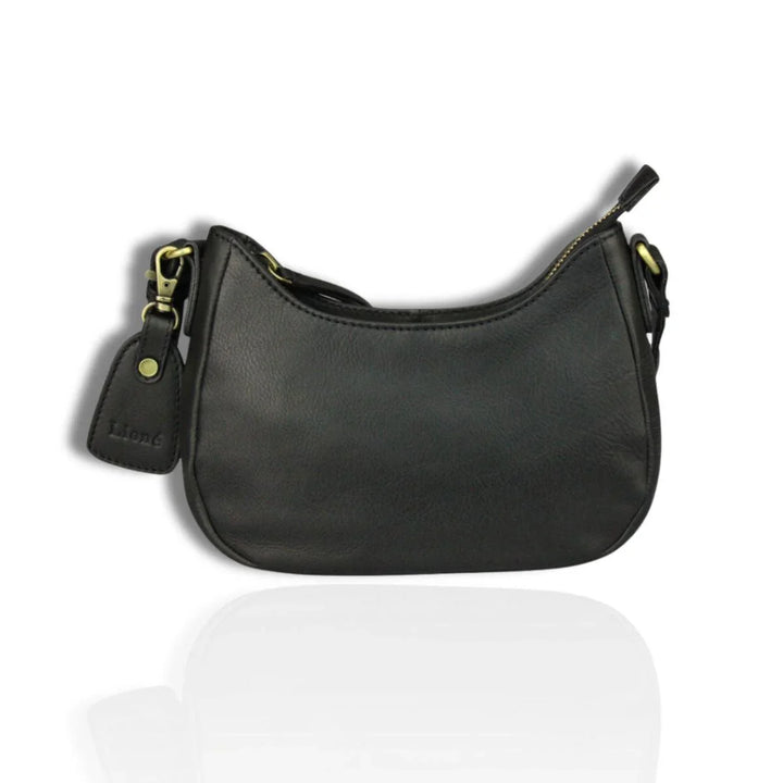 Voorkant Lioné Julie Leren crossboydtas zwart #kleur_zwart