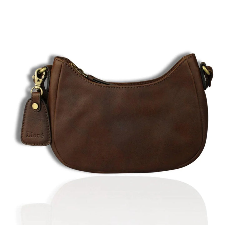 Voorkant Lioné Julie Leren crossboydtas donkerbruin #kleur_donkerbruin