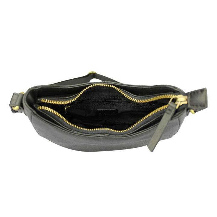 Binnenkant Lioné Julie Leren crossboydtas zwart #kleur_zwart