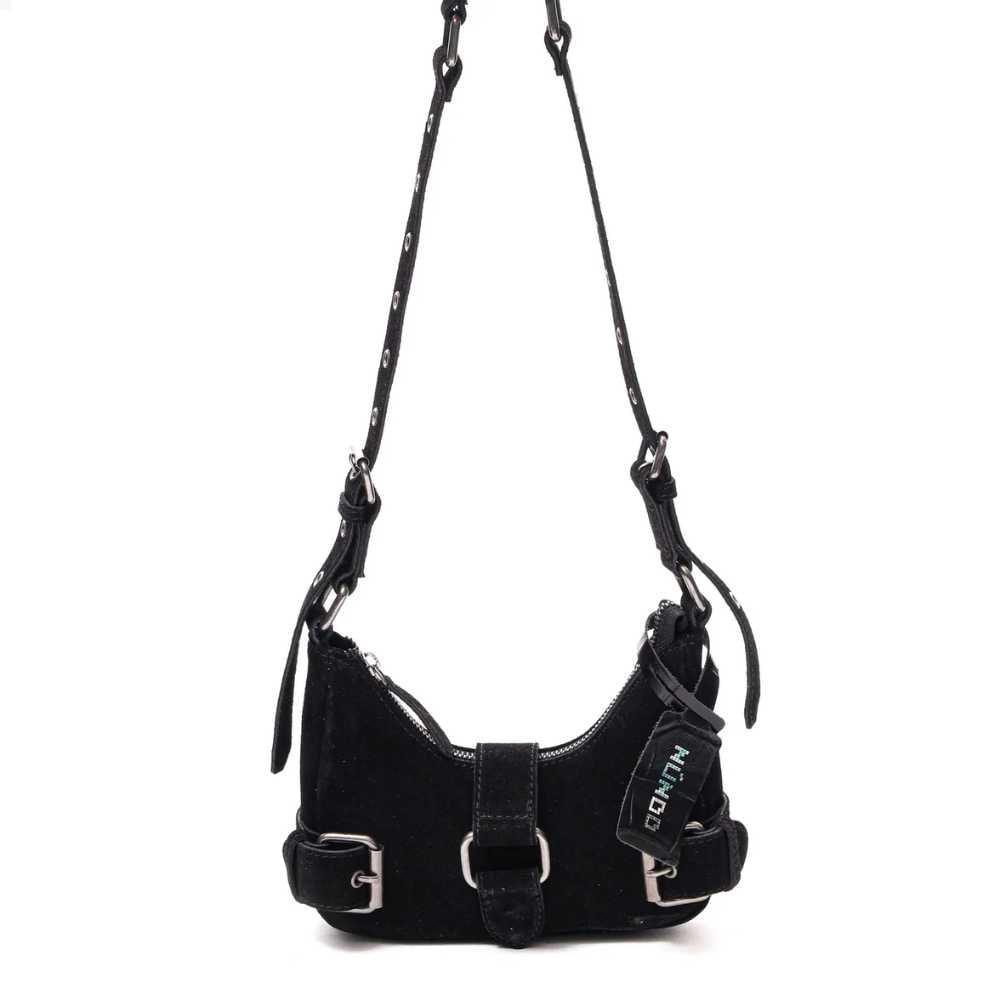 Nunoo Palma Suede schoudertas - Gielen Lederwaren Bussum #kleur_black