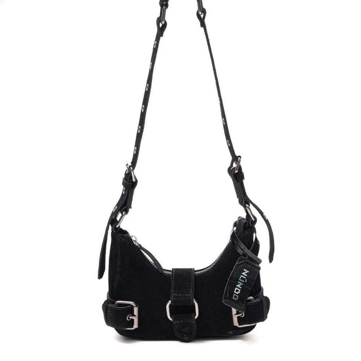 Nunoo Palma Suede schoudertas - Gielen Lederwaren Bussum #kleur_black