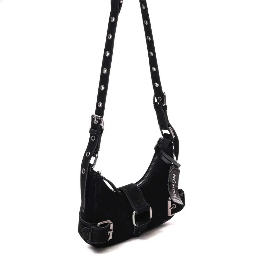 Nunoo Palma Suede schoudertas - Gielen Lederwaren Bussum #kleur_black
