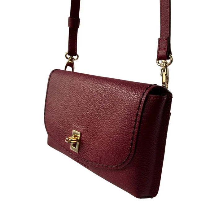 Voorzijde van de Plinio Visona 20631 leren telefoon tas bordeaux #kleur_bordeaux