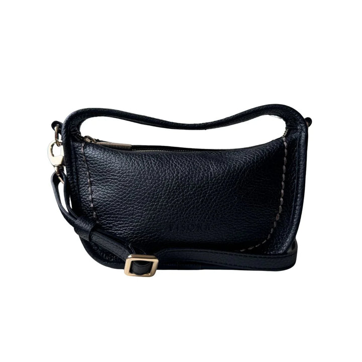 Voorkant met schouderriem van Plinio Visona 23140 Leren handtas zwart #kleur_zwart