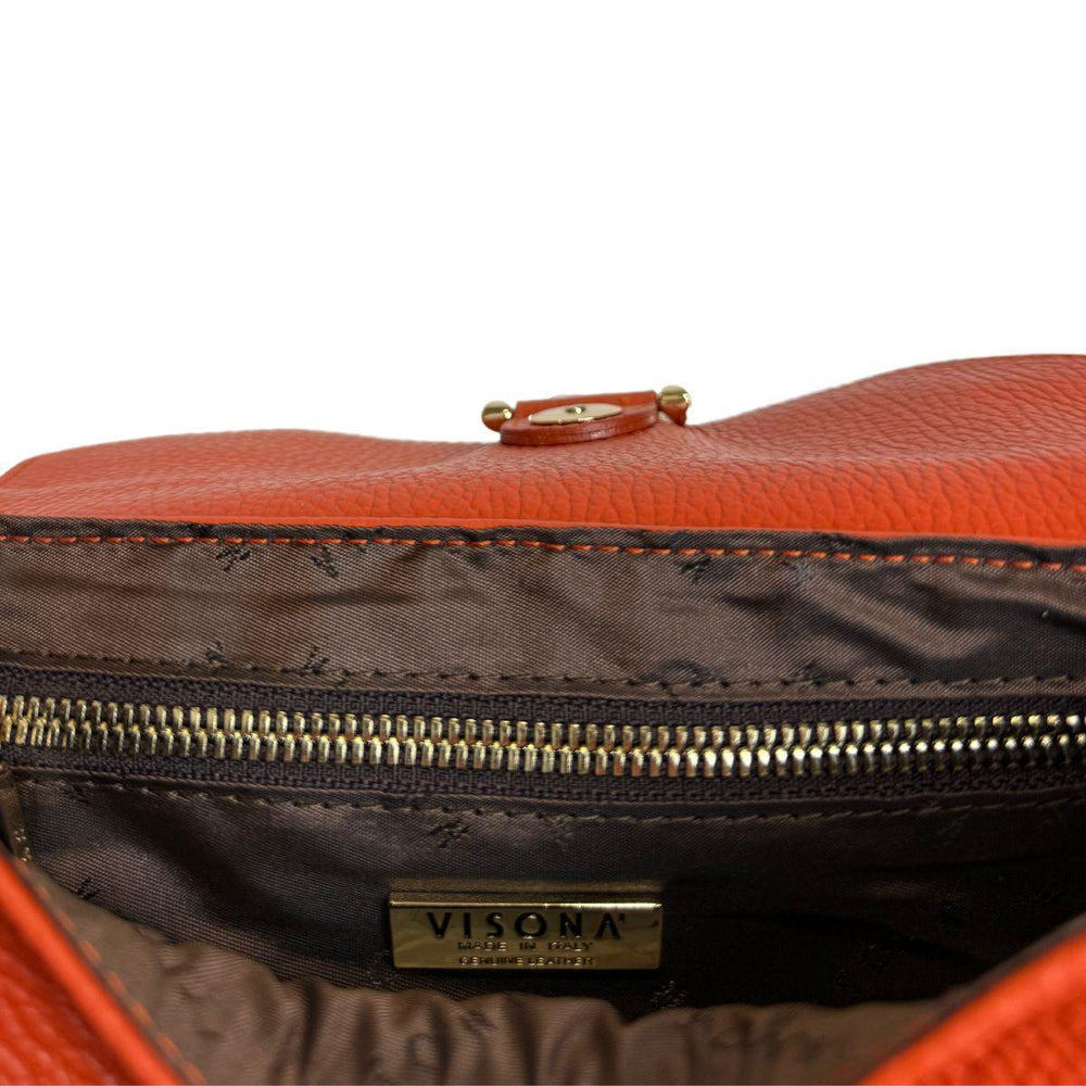 Binnenkant Plinio Visona leren schoudertas 24130 oranje #kleur_oranje