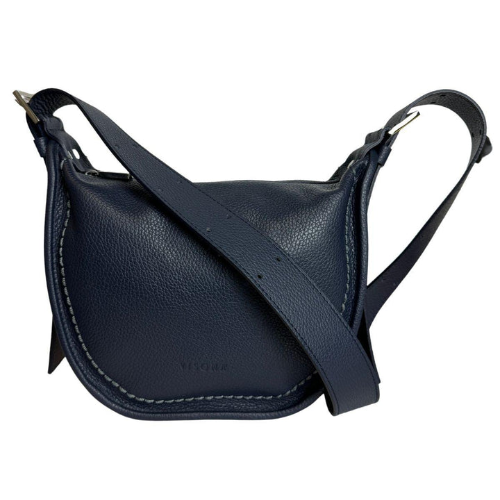 Voorkant Plinio Visona leren schoudertas 24151 navy #kleur_navy