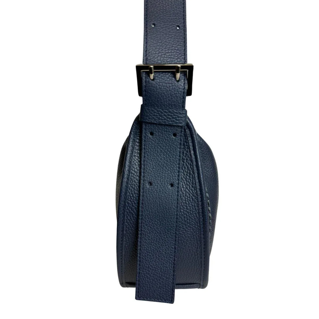 Zijkant Plinio Visona leren schoudertas 24151 navy #kleur_navy