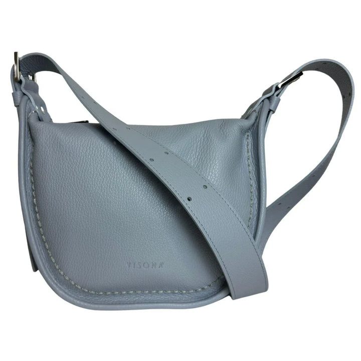 Voorkant Plinio Visona leren schoudertas 24151 lichtblauw #kleur_lichtblauw