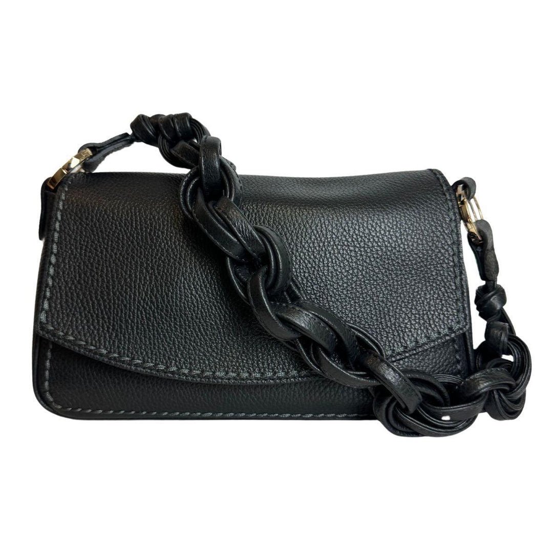 Voorkant Plinio Visona leren schoudertas 24192 black #kleur_black