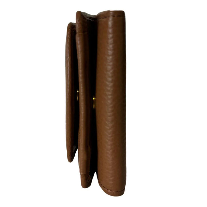 Zijkant Plinio Visona leren dames portemonnee 6652 cognac #kleur_cognac