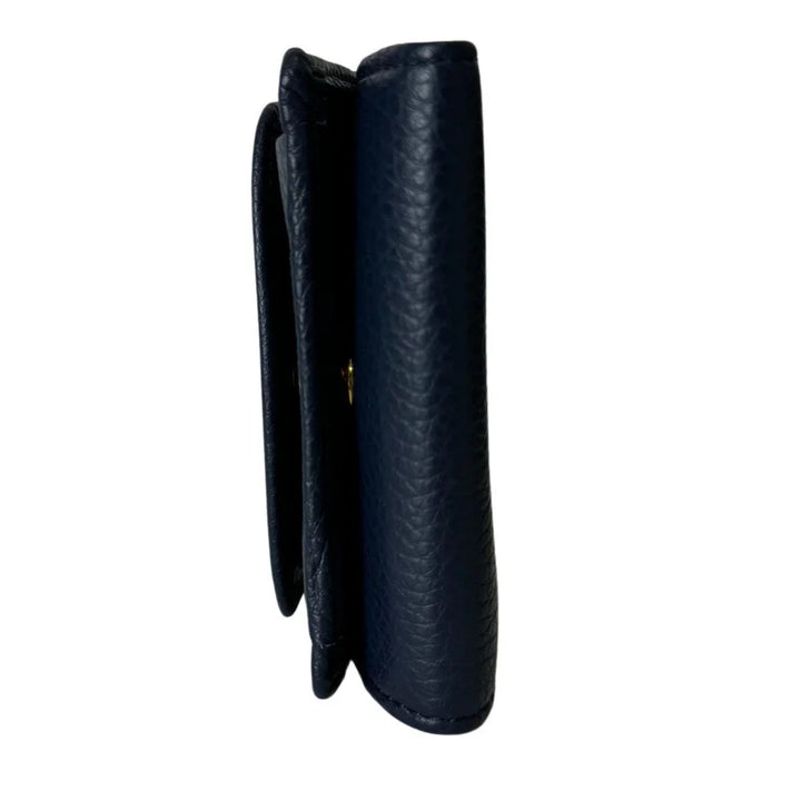 Zijkant Plinio Visona leren dames portemonnee 6652 donkerblauw #kleur_donkerblauw