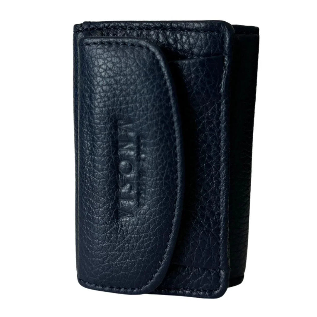 Voorkant Plinio Visona leren dames portemonnee 6652 donkerblauw #kleur_donkerblauw