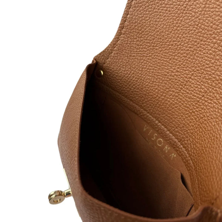 Binnenkant van de Plinio Visona 20631 leren telefoon tas cognac #kleur_cognac