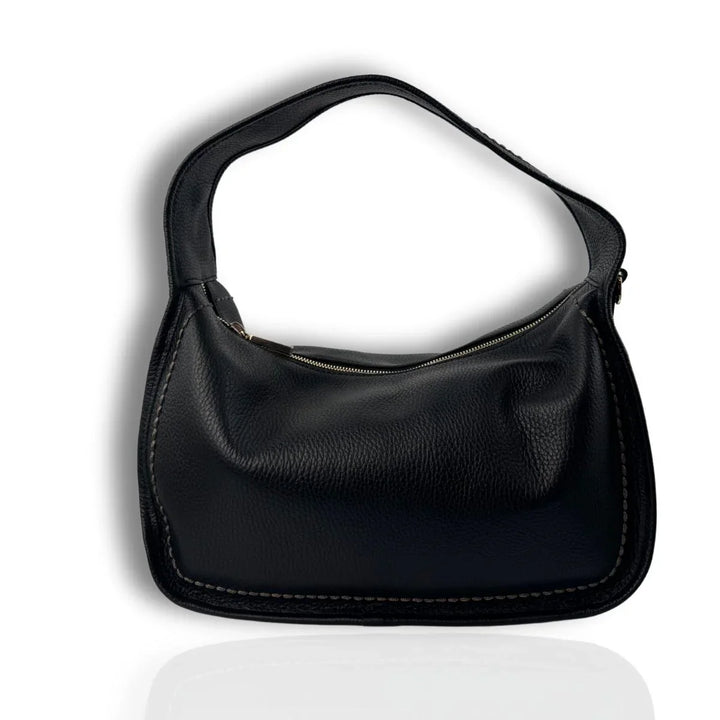 Voorkant Plinio Visona 23596 Leren schoudertas black #kleur_black