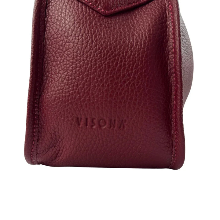 Zijkant van de Plinio Visona 23596 Leren schoudertas bordeaux #kleur_bordeaux