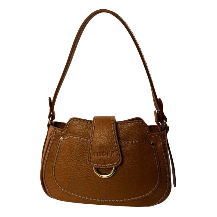 Voorkant met schouderriem omhoog #kleur_cognac