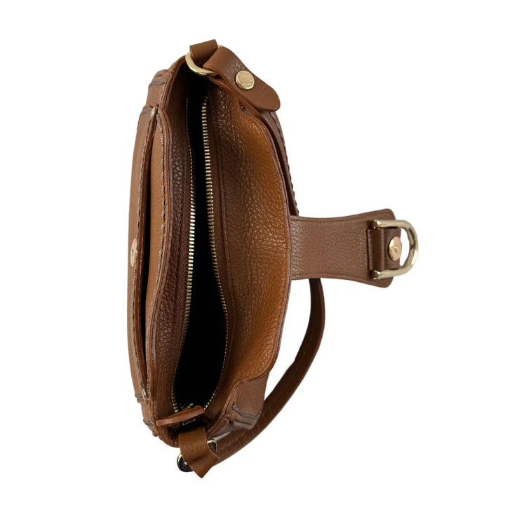Bovenkant Plinio Visona 2500 leren schoudertas cognac #kleur_cognac