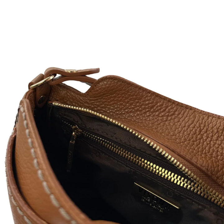 Binnenkant Plinio Visona 2500 leren schoudertas cognac #kleur_cognac