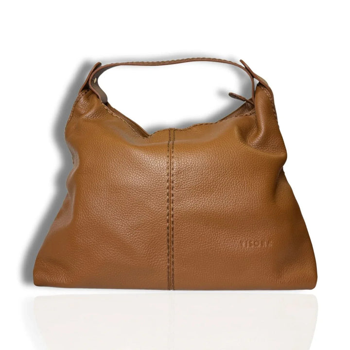 Voorkant van de Plinio Visona 23581 leren shopper cognac #kleur_cognac