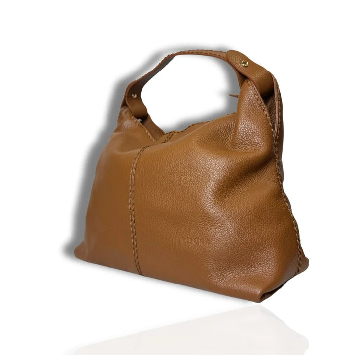 Voorzijde van de Plinio Visona 23581 leren shopper cognac #kleur_cognac