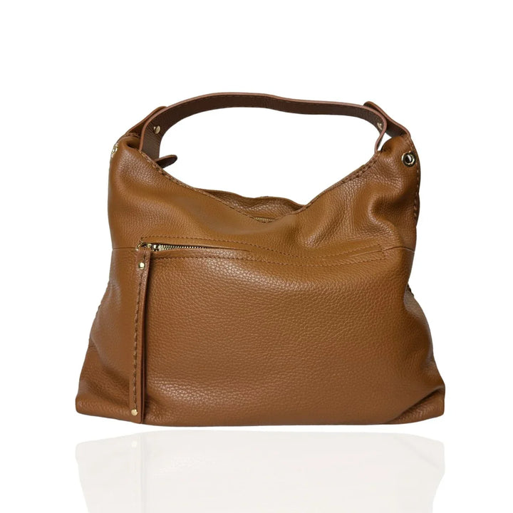 Achterkant van de Plinio Visona 23581 leren shopper cognac #kleur_cognac