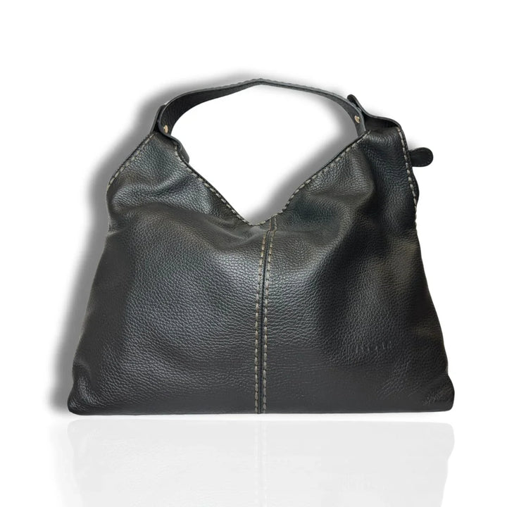 Voorkant van de Plinio Visona 23581 leren shopper black #kleur_black