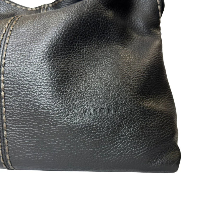 Details van het leer van de Plinio Visona 23581 leren shopper black #kleur_black