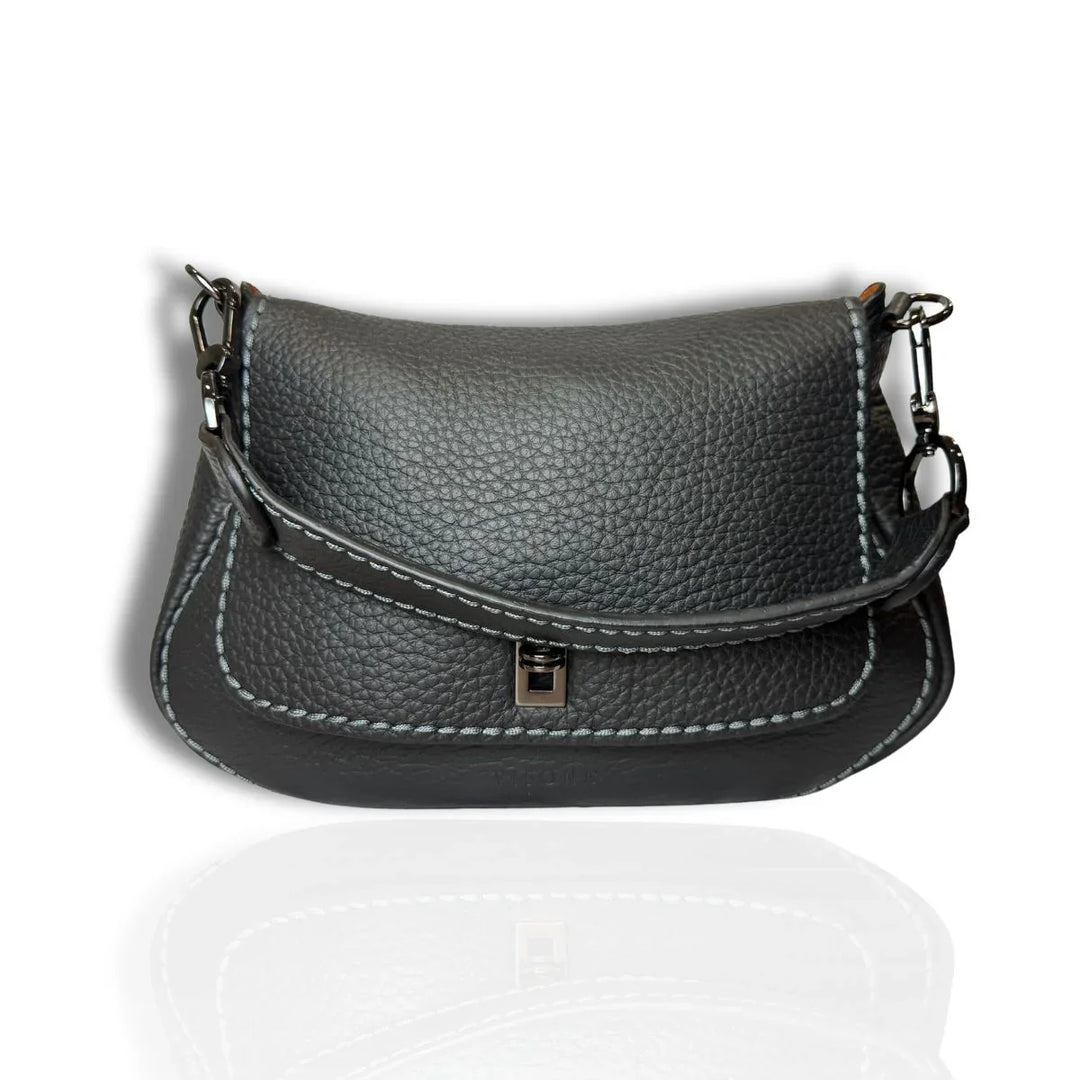 Voorkant Plinio Visona  23611 leren schoudertas black #kleur_black
