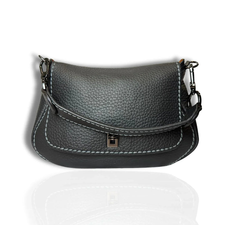 Voorkant Plinio Visona  23611 leren schoudertas black #kleur_black