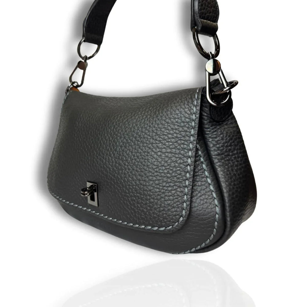 Voorkant Plinio Visona  23611 leren schoudertas black #kleur_black