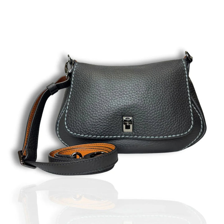 Voorkant met schouderriem Plinio Visona  23611 leren schoudertas black #kleur_black