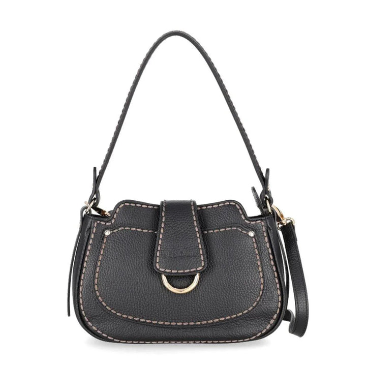 Voorkant Plinio Visona 2500 leren schoudertas black #kleur_black