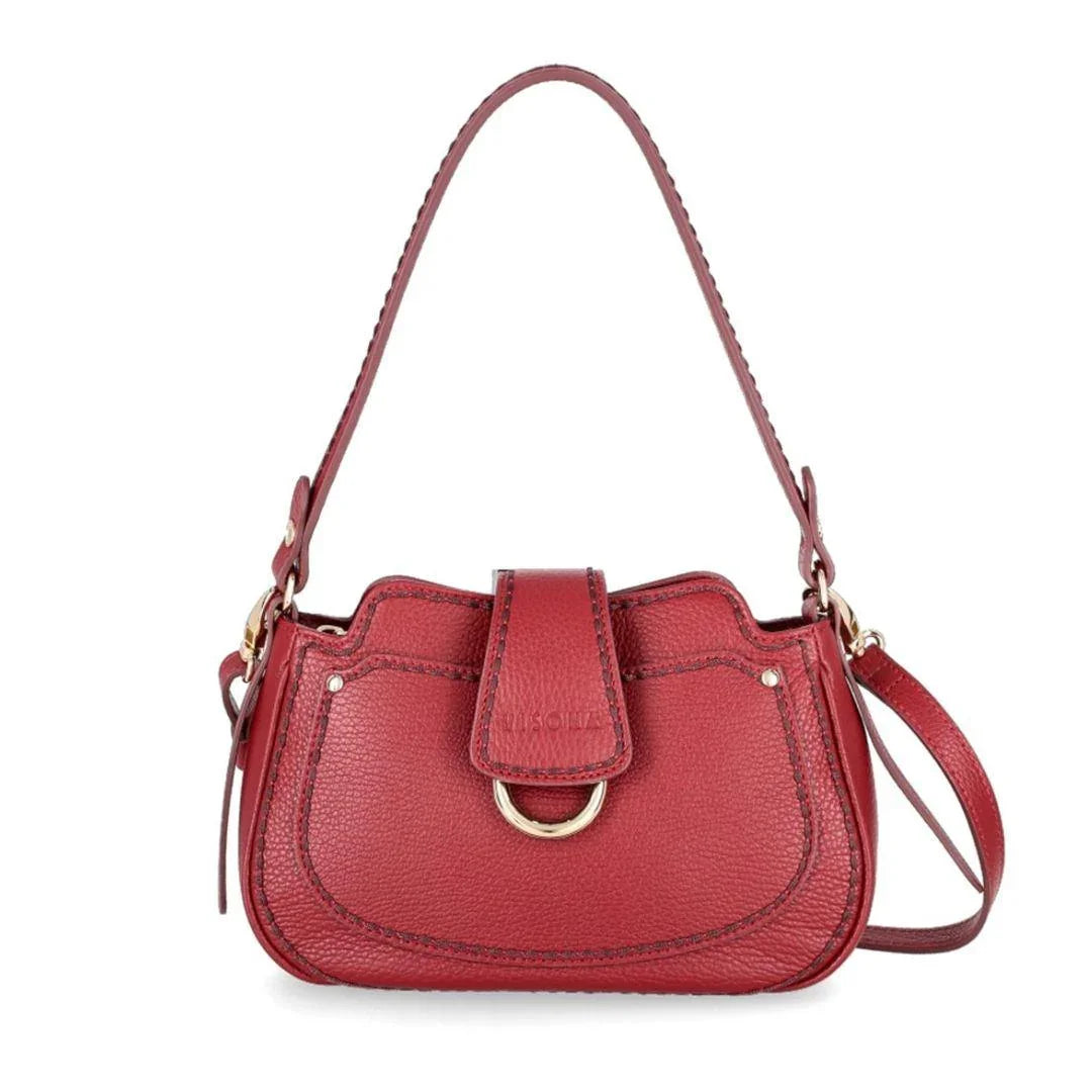 Voorkant Plinio Visona 2500 leren schoudertas rood #kleur_rood