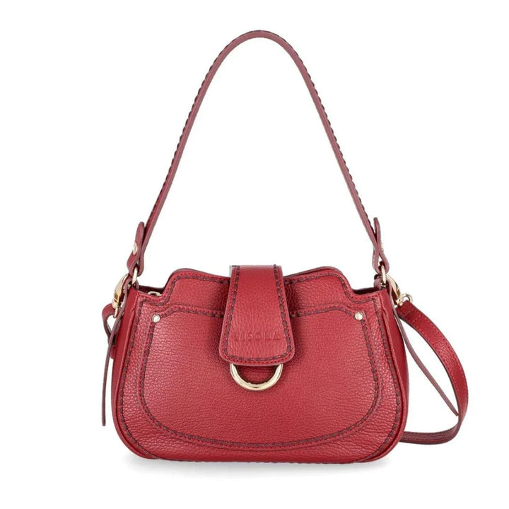 Voorkant Plinio Visona 2500 leren schoudertas rood #kleur_rood