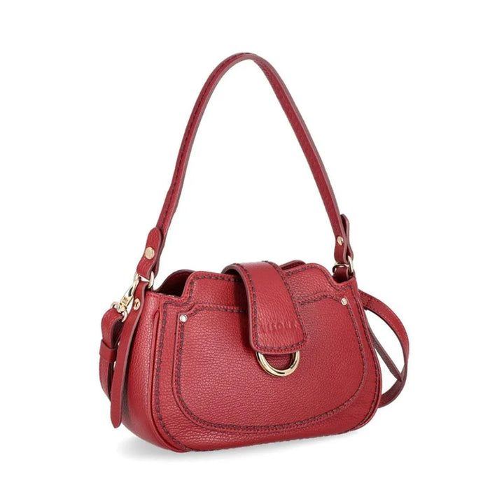 Voorzijde Plinio Visona 2500 leren schoudertas rood #kleur_rood