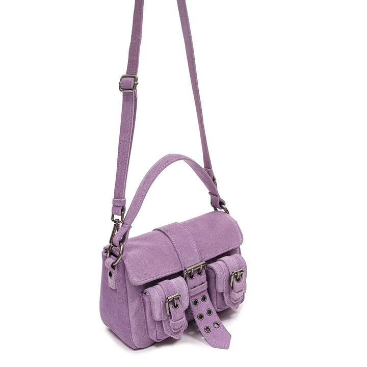 Voorzijde Nunoo Honey buckle suede paars #kleur_paars