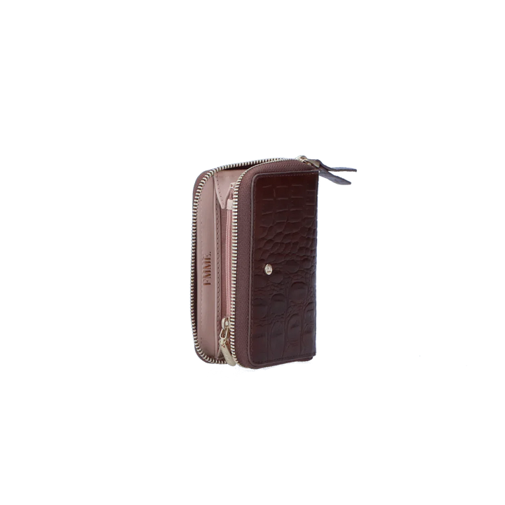 Binnenkant Fmme kleine leren portemonnee bruin #kleur_bruin